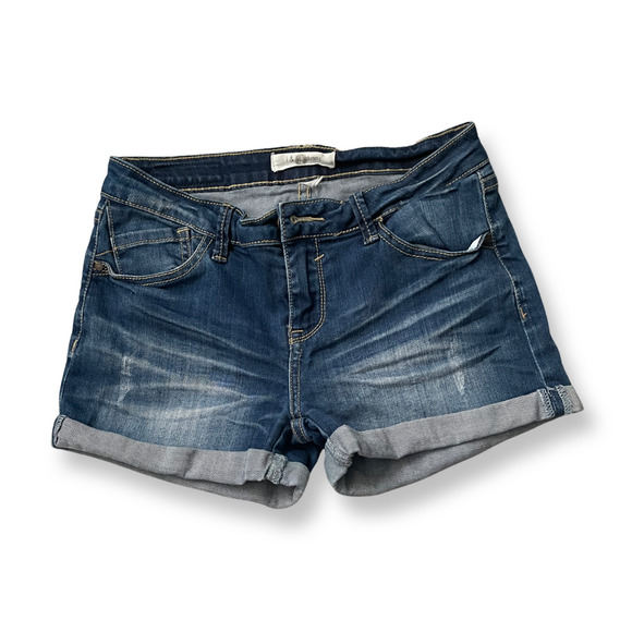 I & M Jeans Pants - Pre- Owned I & M Jeans Folded Blue Acid Wash Denim Shorts Size M